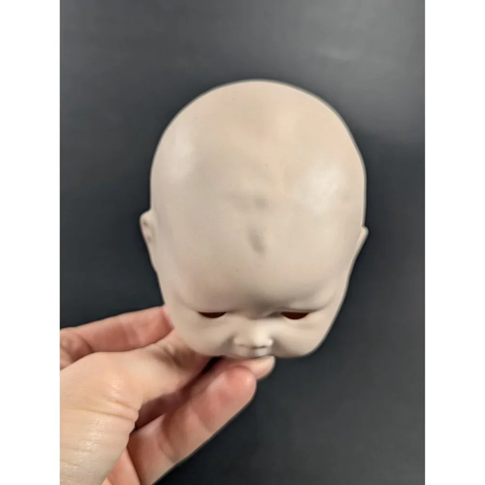 Vintage Creepy Baby porcelain Doll head, open eyes, old doll parts - Picture 12 of 14